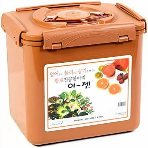 Premium Kimchi, Sauerkraut Container Probiotic Fermentation with Inner Vacuum Lid (Earthenware Brown, 3 gal/ 11.5L)