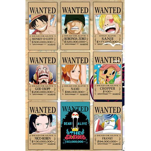 Shiyao 9pcs New Anime One Piece Wanted Poster Wallpaper Home Bar Decoration Hanging Painting Kids Gift Walmart Com