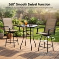 thumbnail image 6 of Homall 3-Piece Bar Height Patio Bar Set, 2 Swivel Textilene Stools with Tempered Glass Top Table, Weather Resistant Steel Frame, for Balcony Garden Poolside, Beige, 6 of 7