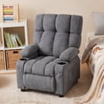 thumbnail image 4 of JONPONY Kids Recliner Chair,Push Back Toddler Recliner with Cup Holders & Side Pockets，Adjustable Footrest & Headrest Kids Sofa for Boys Girls 3+ Age Group，Children's Bedroom Furniture ，Grey, 4 of 12