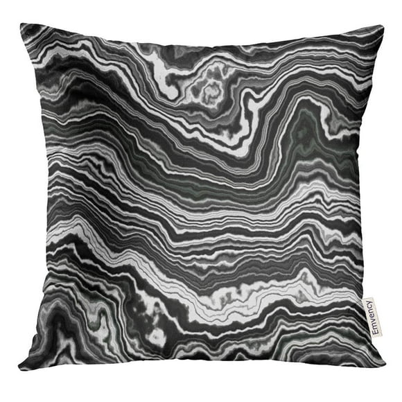 EREHome Gray Agate Wide Black Onyx Slice Gem Pillow Case 16x16 Inches Pillowcase