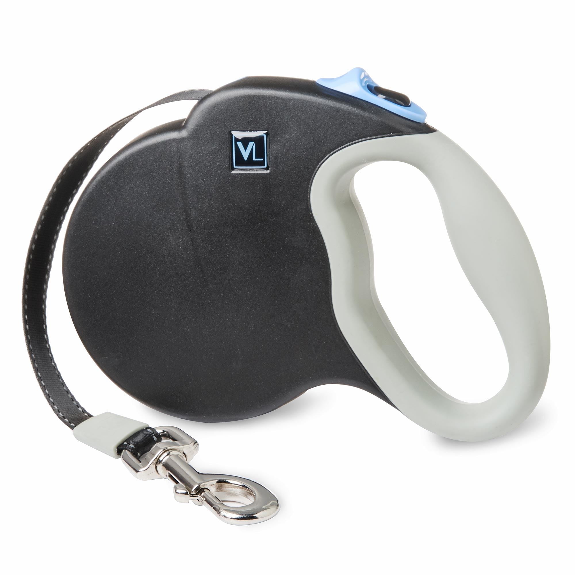 Vibrant Life 16' Plastic, Metal & Nylon Retractable Dog Leash, Black, L