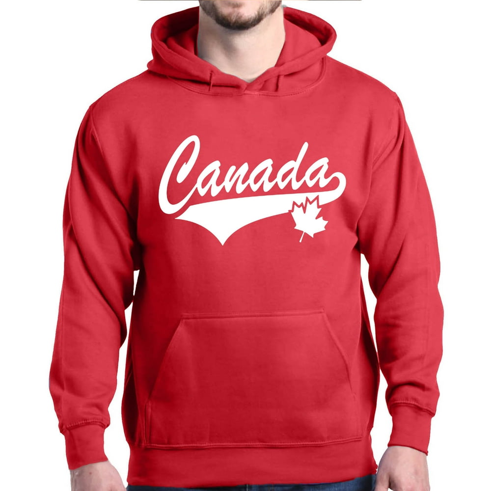 Shop4Ever Shop4Ever Men's Canada White with Leaf Proud Canadian Flag Hooded Sweatshirt Hoodie