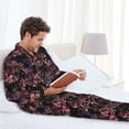thumbnail image 6 of Salouo Orchids Flowers Print Button-Front Long Sleeve Pajama Set for Men, Soft 2Pjs Men's Long Sleeve Sleepwear-XX-Large, 6 of 7