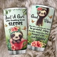 thumbnail image 5 of KOIXA Sloth Coffee Travel Tumbler Stainless Steel Just A Girl Who Loves Sloths Cup With Lid Animal Print Mugs For Women Cute Sloth Things For Girls Christmas Gift Birthday Present Tumbler 04I, 5 of 7