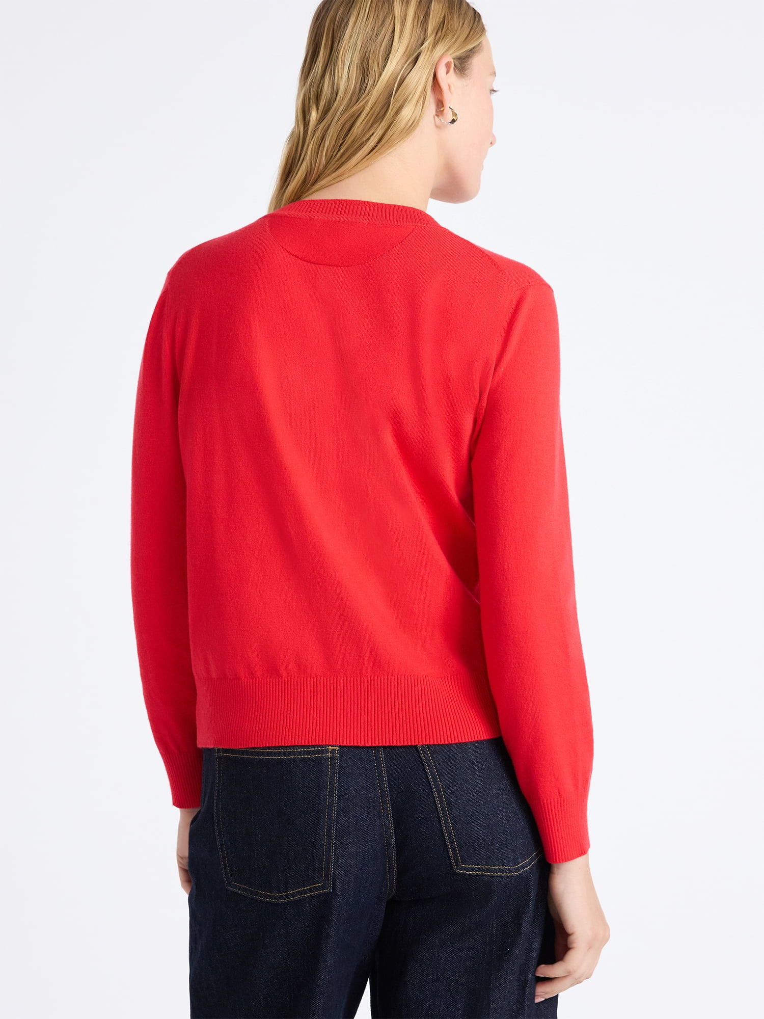 Free Assembly Women's and Women's Plus Solid, Stripe, & Print Classic Cozy Yarn Cardigan Sweater, Lightweight, Sizes XS-4X