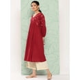 thumbnail image 5 of Janasya Women's Maroon Rayon Solid Gathered Kurta, 5 of 7
