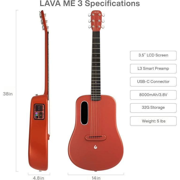 Lava Music Lava ME 3 38? Smart Guitar in Red w/ Space Bag Lava Music Lava ME 3 38? Smart Guitar in Red w/ Space Bag