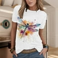 thumbnail image 2 of WEAIXIMIUNG T-Shirt Femme Été Décontracté Mode Col Rond Manches Courtes Imprimé Fleuri pour la Saint-Valentin, 2 of 4