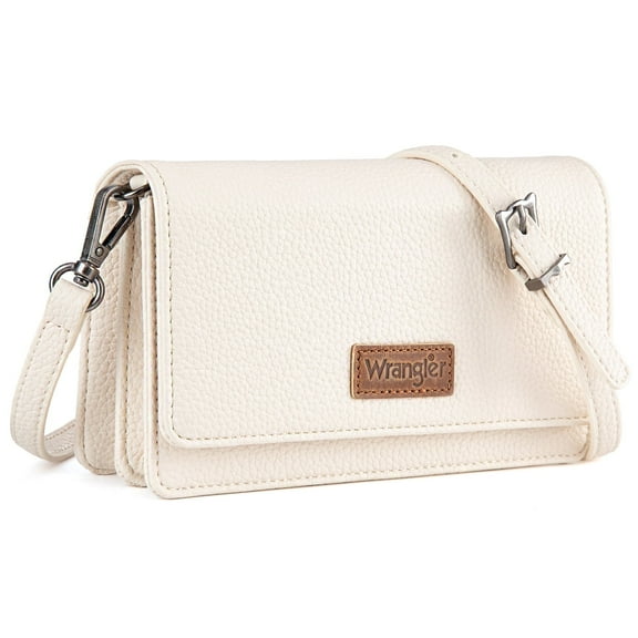 Wrangler Small Crossbody Wallet Purses RFID Trendy Purses for Women with Adjustable Straps, Beige