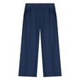 thumbnail image 4 of JTSRKL Teen Girls Wide Leg Sweatpants Cute Kids Casual Smoked High Elastic Waist Baggy Pants with Pockets Navy 7-8 Years, 4 of 9