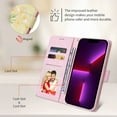 thumbnail image 5 of for iPhone X/XS Leather Phone Case Wallet Gilding Bronzing Rose Flower Butterfly Folio Flip Cover Kickstand, RFID Blocking Card Holder Cash Slot, Magnetic Clasp, Wrist Strap, 5 of 8