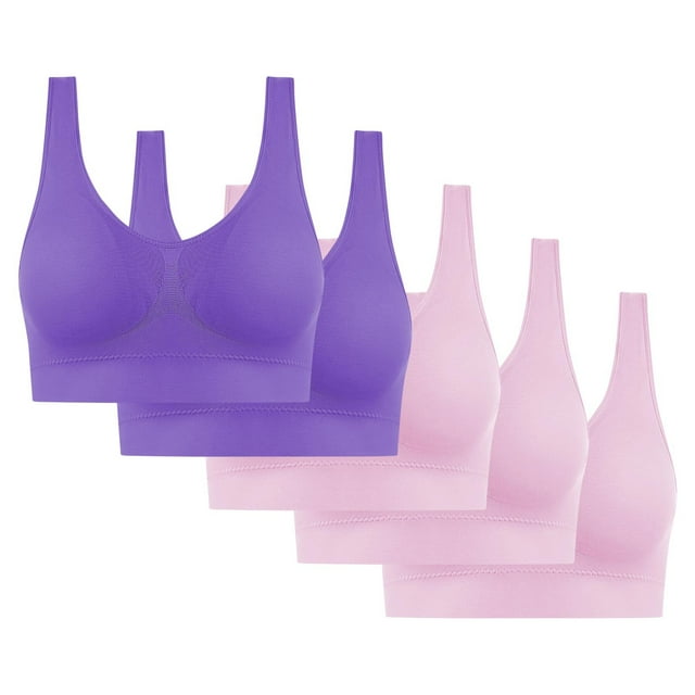 5PC Women's High Impact Sports Bra - Seamless Wireless Support | Comfortable Workout Bralette with Pad Insert Slots