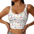 thumbnail image 3 of Goofa Summer Floral Printed Sports Bras for Women, High Impact Running Bra Workout Crop Tank Tops Longline Sports Bra Push up-Large, 3 of 9