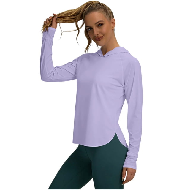 DAFEI Chandail à Capuchon à Manches Longues pour Femmes, Séchage Rapide, Vêtement de Protection contre le Soleil, Sport, Randonnée, Course, Haut