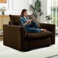 thumbnail image 4 of Muumblus Oversized Deep Seat Accent Chair, Cozy Corduroy Armchair for Living Room, Brown, 4 of 6