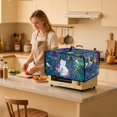 thumbnail image 3 of ZIATUBLES White Cat Print Toaster Oven Cover Dustproof Kitchen Small Appliance Cover with Top Handle and Side Pocket, Machine Washable, 18.5" x 14.5" x 9", 3 of 8