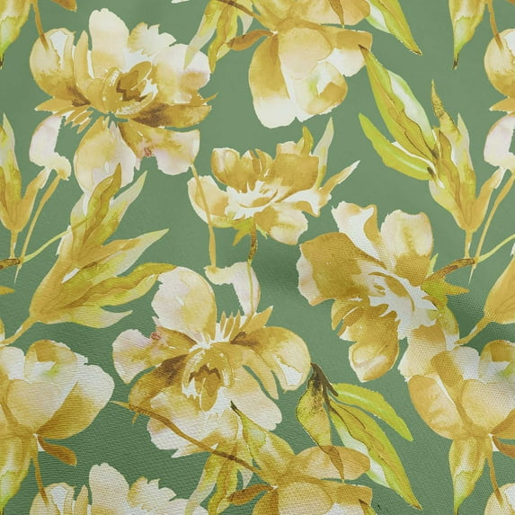 oneOone Polyester Lycra Yellow Fabric Florals Sewing Material Print Fabric By The Yard 56 Inch Wide