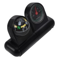 Multi Functional Car Compass and Thermometer with Rotatable Mount for Dashboard Black Plastic