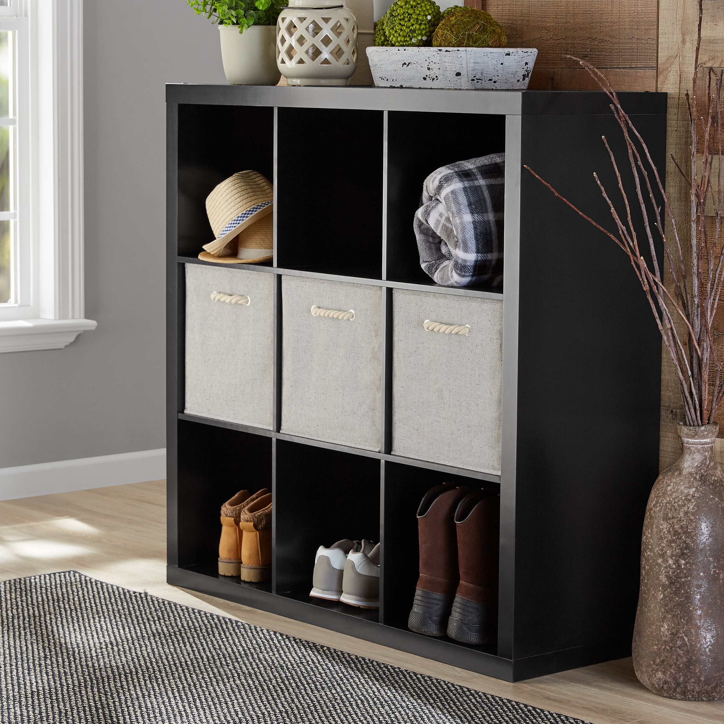 Better Homes & Gardens 9 Cube Storage Organizer, Solid Black