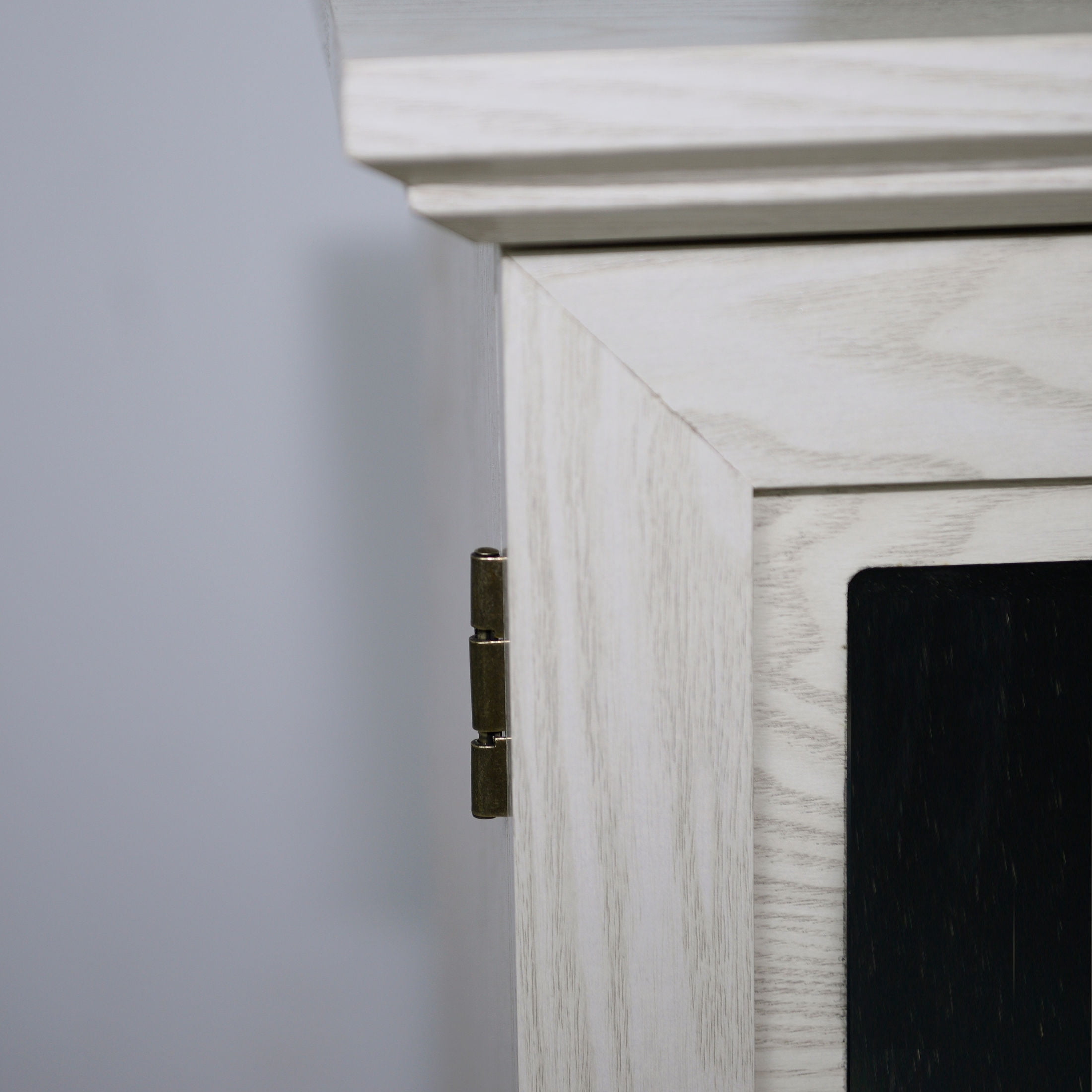 GDF Studio Janus 2-Door Acrylic Mirrored Sideboard Cabinet, Rustic Kitchen Storage Cupboard, Adjustable Shelf, White Oak