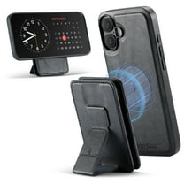 Case for iPhone 16, Detachable Magnetic Wallet Credit Card Cash Slot Case Support Wireless Charging Functional Kickstand Compatible with MagSafe Phone Cover For iPhone 16,Black