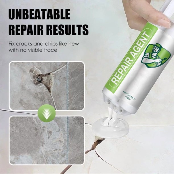 Kit de Reparación de Porcelana de Doble Tubo de Alto Rendimiento | Reparación de Grietas En Azulejos, Bañeras E Inodoros | Aplicación Multibinocular | Seguro y No Corrosivo | Blanco, Gris, Negro, Roj