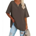 thumbnail image 2 of Posijego Women's Oversized T Shirts Plain Short Sleeve Tops V Neck Casual Oversized Summer Tee Shirt for Women, 2 of 5