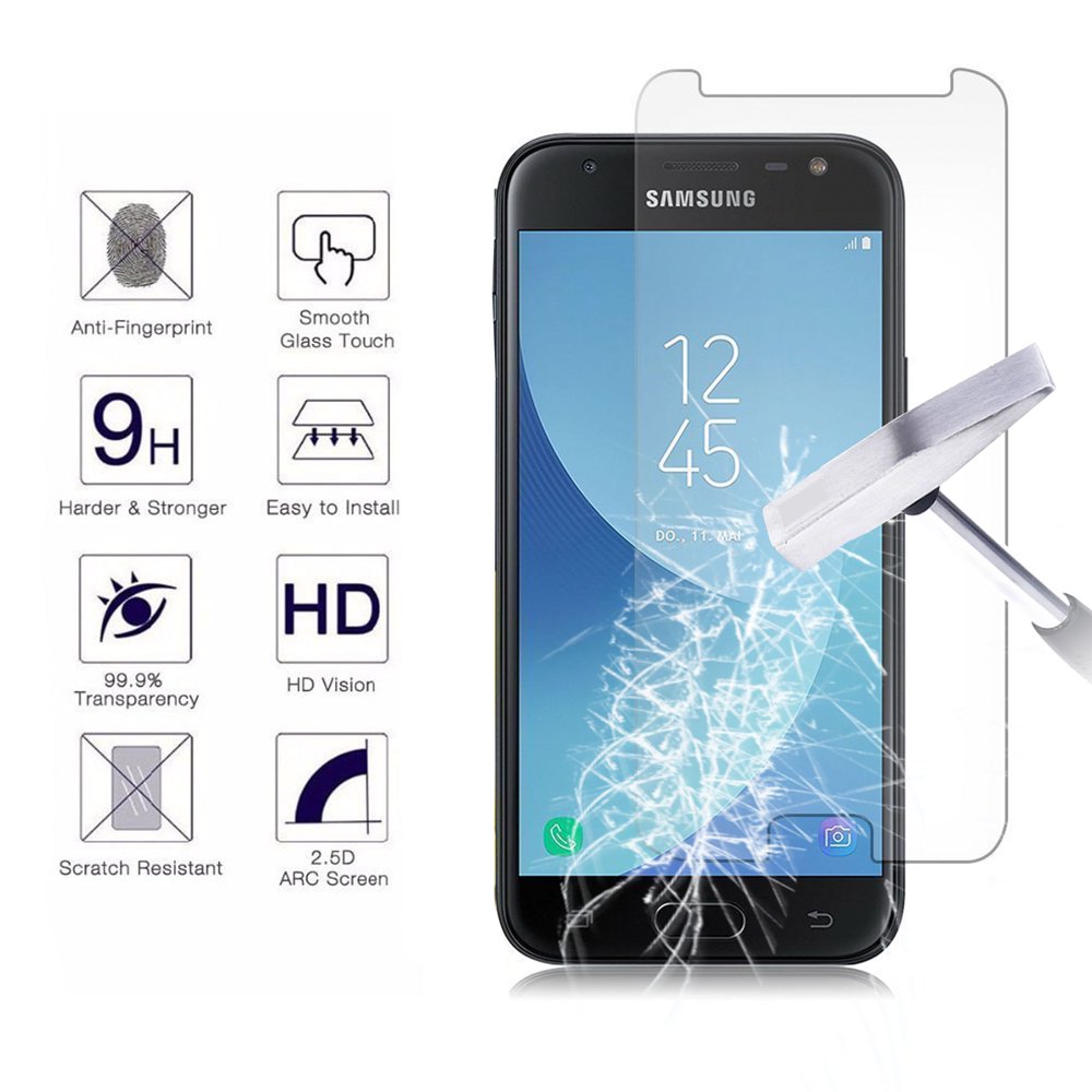 [1Pack] Galaxy J3 Emerge Screen Protector, Njjex Tempered Glass Screen