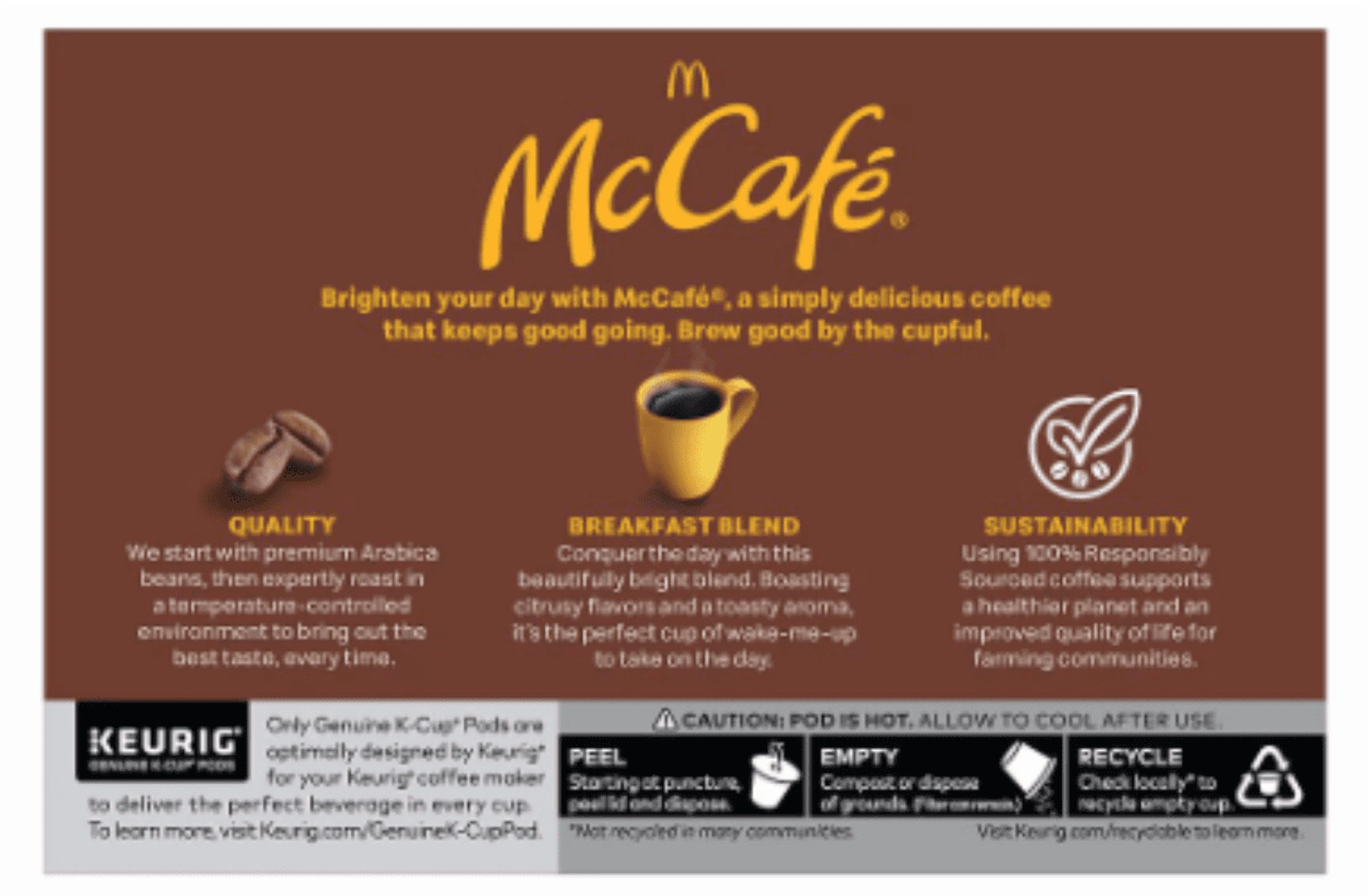MCCAFÉ MCCAFE BREAKFAST BLEND, SINGLE SERVE COFFEE KEURIG K-CUP PODS, LIGHT ROAST, 10 COUNT