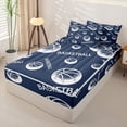 thumbnail image 2 of Castle Fairy Navy Basketball Text Print Zipper Full Size Comforter Sets with Fitted Sheet and 2 Pillowcases, Minimalist Sport Ball Zipper Bedding Set,4pcs,Navy Blue Reversible, 2 of 6