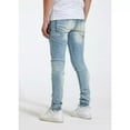 thumbnail image 3 of Crysp Denim Men's Distressed Rip & Repair Stonewashed Skinny Fit Stretch Jeans (28, Light Blue), 3 of 7