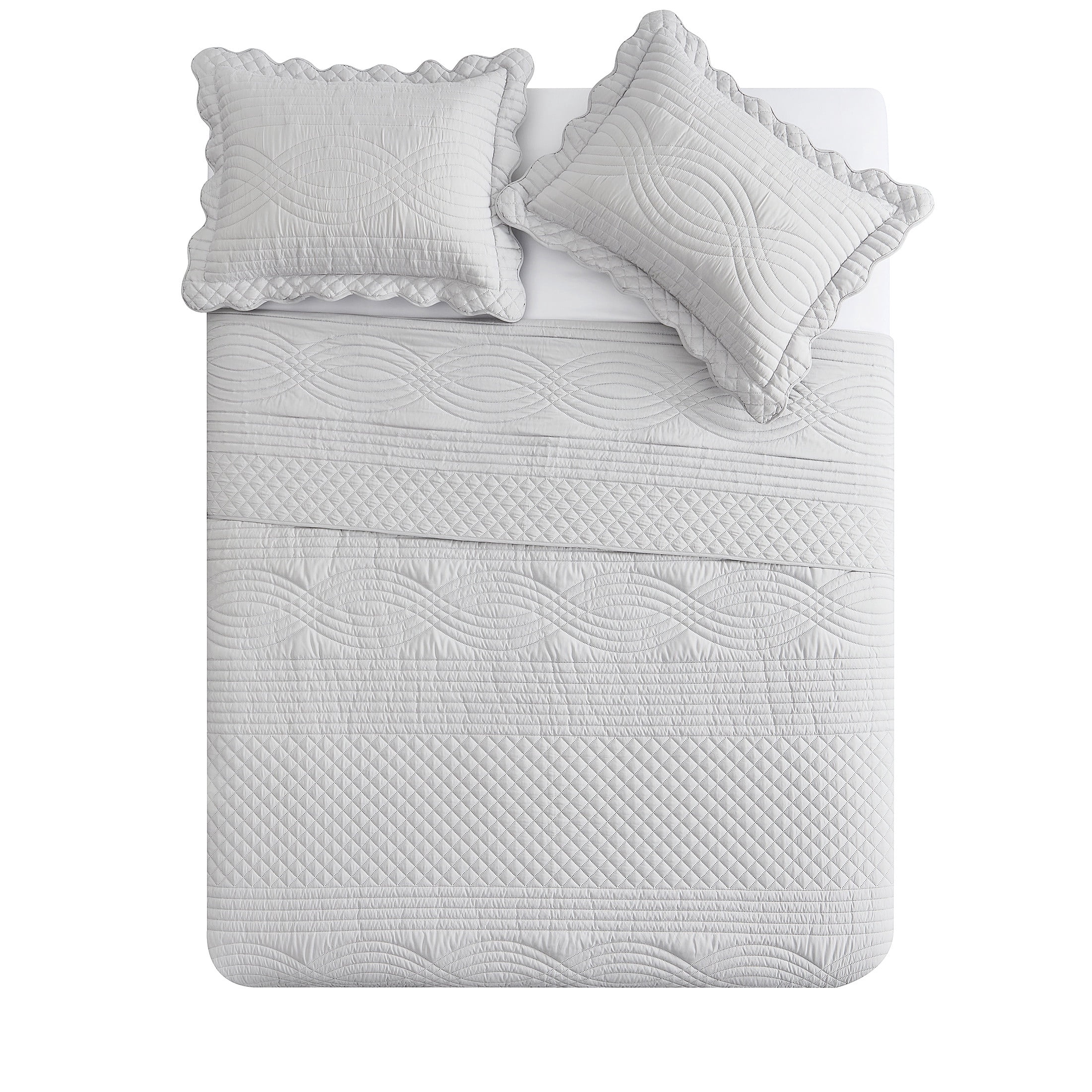 VCNY Home Grey Scallop 2-Piece Adult Microfiber Quilt Set, Twin