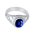 thumbnail image 3 of AFFY Celtic Lady's Simulated Blue Sapphire Ring In 14K White Gold Plated 925 Sterling Silver Jewelry for Ladies, Ring Size 9.5, 3 of 4