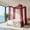 Red, variant on 2 Panels Lace Bed Canopy,Boho Vintage Hollow Out Embroidery Sheer Bed Curtains,Canopy Bed Curtains for Bedroom Decor
