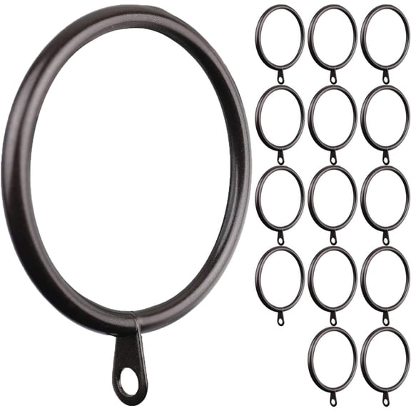 Meriville 14 pcs Oil-Rubbed Bronze 2-Inch Inner Diameter Metal Curtain Rings with Eyelets