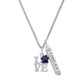 thumbnail image 1 of Delight Jewelry Silvertone Love with Navy Blue Paw Silvertone Forever Bar Charm Necklace, 23", 1 of 4