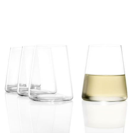 Stölzle Lausitz Power 12.75 Oz Stemless White Wine Glasses (Set of 4) - Lead-Free Crystal, Dishwasher Safe, Contemporary Design for Pinot Grigio & Chardonnay - Elegant Glassware for Home & Bar