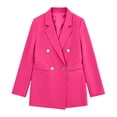 thumbnail image 5 of Women Double Breasted Blazer Jacket Long Sleeve Lapel Suit Coat Casual Business Work Outerwear Tops for Spring Autumn office Daily Wear S-3XL Hot Pink, 5 of 5