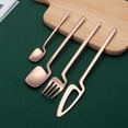 thumbnail image 4 of Cubiertos pulidos de acero inoxidable Forks Forks Dailware Cocina Cubiertos de cocina para viajar Ceremonia de boda Camping Rose Gold seitruly HA009536-04, 4 of 6