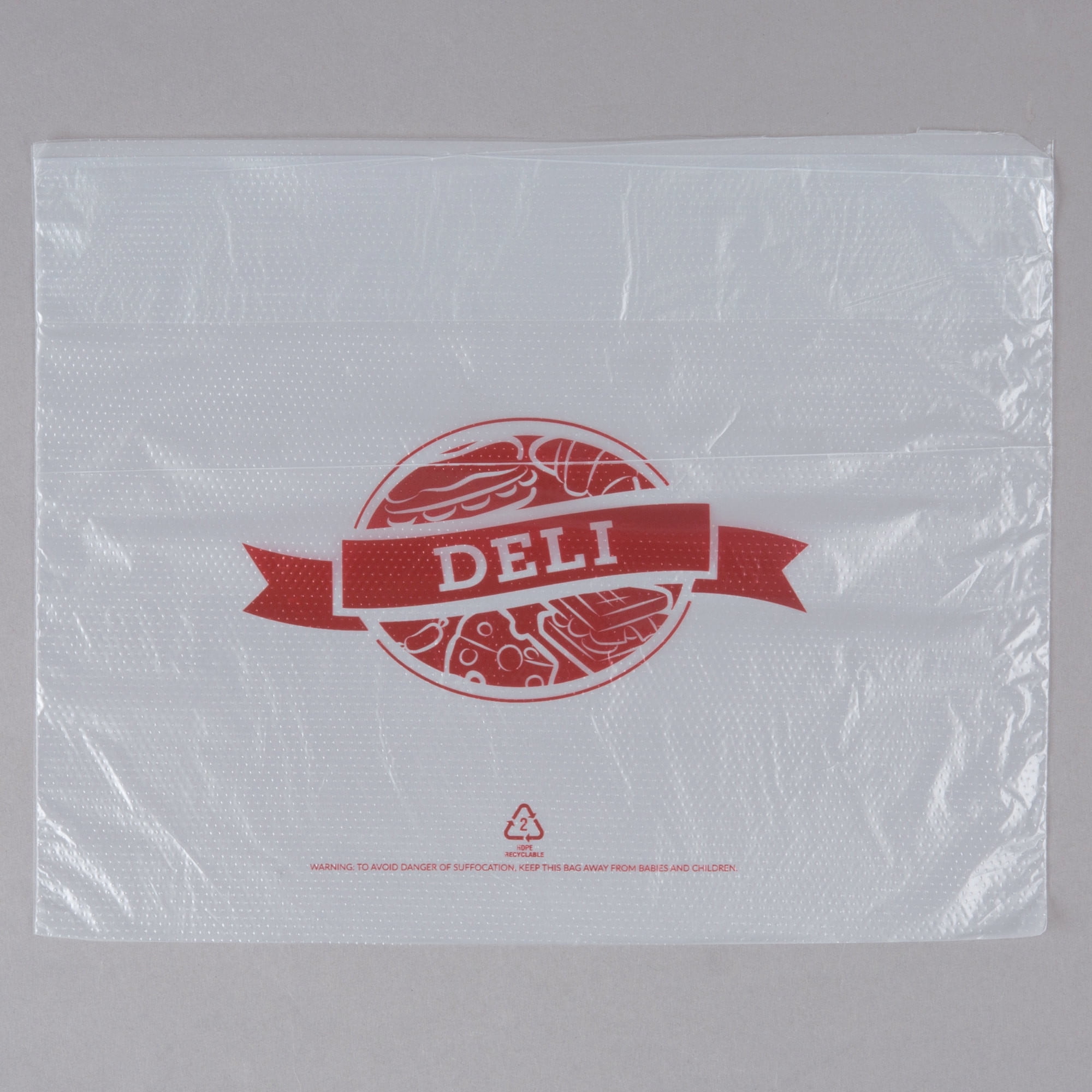 10 1/2" x 8" Printed Plastic Deli Saddle Bag With Flip Top BPA Free 2000/Case 