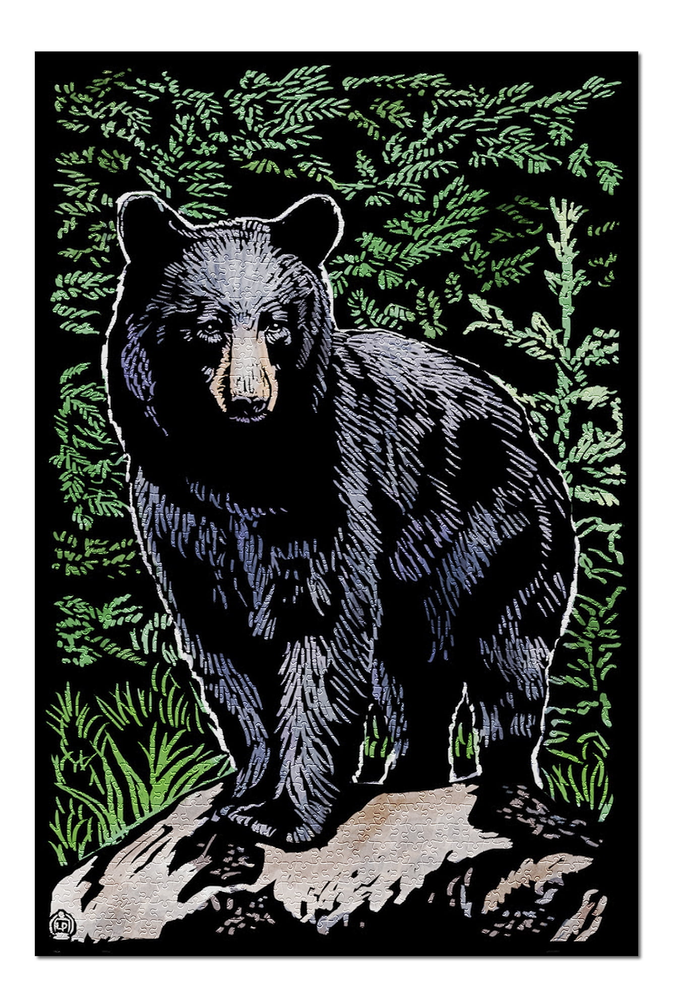 Black Bear Scratchboard (20x30 Premium 1000 Piece Jigsaw Puzzle, Made