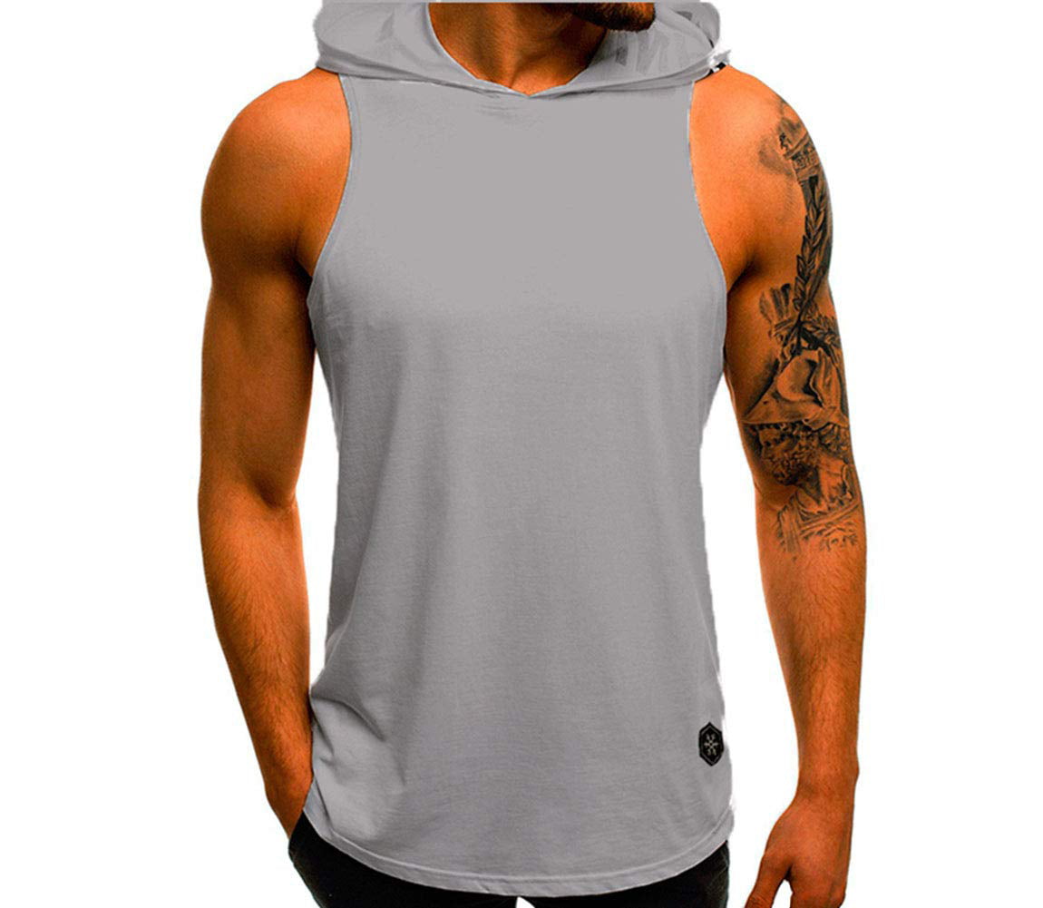 Kiasebu Mens Casual Slim Fit Tank Top Hoodies Zip-up Lightweight Sleeveless Vest Gym Bodybuilding Lifting Tops