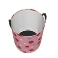 thumbnail image 3 of Balery Strawberry and Ladybugs Round Laundry Basket with Handles Waterproof Freestanding Laundry Hamper for Clothes Toys in the Dorm and Family-Small, 3 of 8
