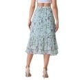 thumbnail image 4 of INSPIRE CHIC Mother's Day Women's Chiffon Skirts Elastic Waist Ruffle Tiered Floral Flowy Midi Skirts S Blue Purple-Floral, 4 of 7