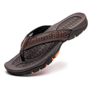 HOBIBEAR Mens Thong Sandals Arch Support Indoor and Outdoor Beach Flip Flop
