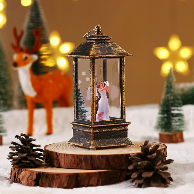 Cqxid Desktop Ornament Under $5 Christmas Lights Santa Lights Room Party Decorations Place Small Oil Lamp Storm Christmas Night Light Portable LED Electronic Lamp
