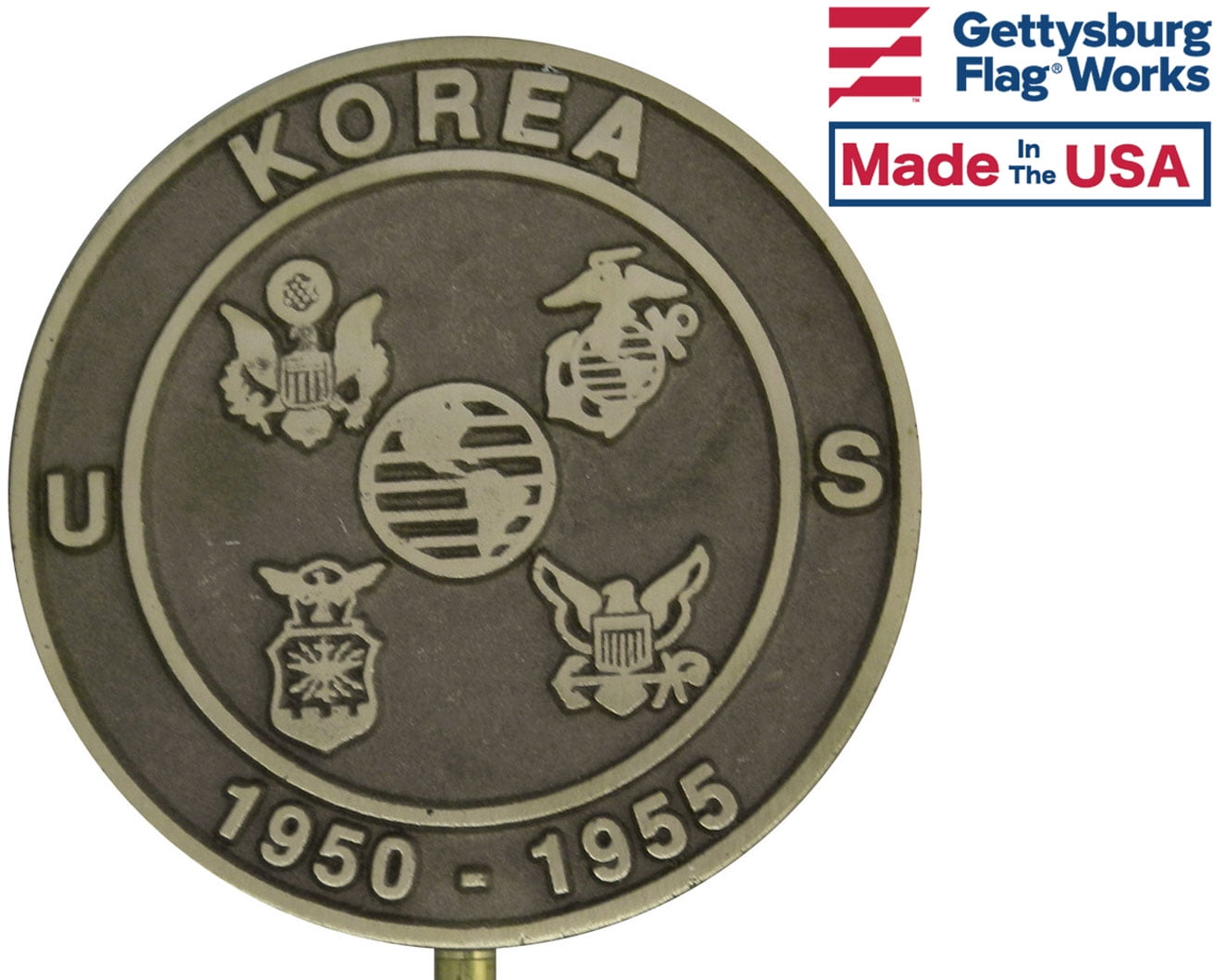 Gettysburg Flag Works Korean War Bronze Veteran Grave Marker for