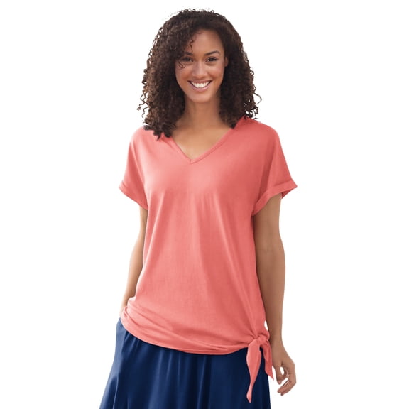 Woman Within Plus Size Side Tie Knit Tee