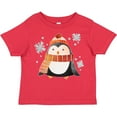 thumbnail image 3 of Inktastic Cute Winter Penguin in Hat and Scarf with Snowflakes Boys or Girls Toddler T-Shirt, 3 of 5